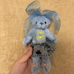 ブルーのドレスを着たテディベア ぬいぐるみ