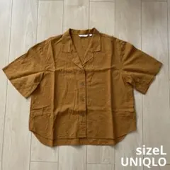 UNIQLO リネンブレンドオープンカラーシャツ サイズLのサムネイル