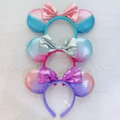 ディズニー カチューシャ グラデーション スパンコール ３個セット