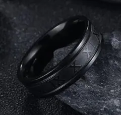 ローマ数字リング ブラック 指輪 リング幅6mm ステンレスのサムネイル