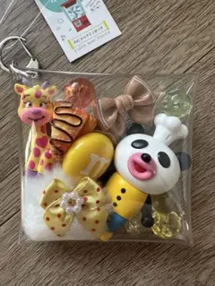 ガチャ詰めポーチ♪パンダのおさじ　黄色　イエロー　デコ　チャーム