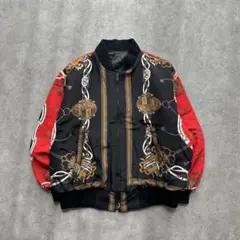 80s archive シルク100% ボンバージャケット 短丈 総柄 派手柄