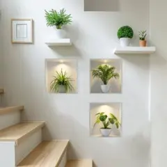 【新品】ウォールステッカー 3D 観葉植物 壁紙 インテリア　3枚セット