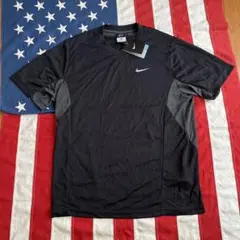 00s NIKE DRI-FIT Vネック Tシャツ M 黒×灰 デッドストック