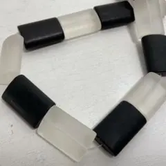 cR059/SALE！天然石◇ブラックホワイト　アゲート　レクタングル1連