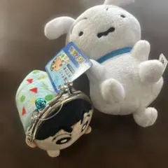 未使用　クレヨンしんちゃん　がま口　寝そべりおてがま　シロのミニぬいぐるみ