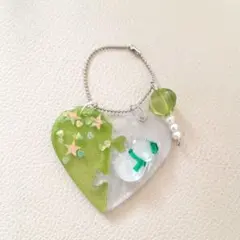 SnowMan 緑 雪だるま 阿部亮平 ハート チャーム レジン ハンドメイド