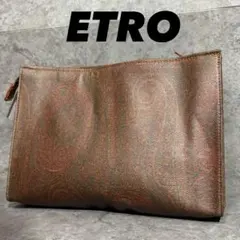 【ETRO】エトロ クラッチバッグ セカンドバッグ ペイズリー柄 ブラウン
