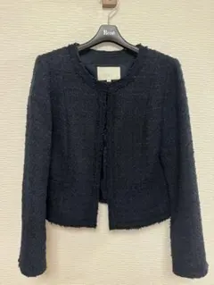 値下げ　ナチュラルビューティー　濃紺　ジャケット　38 入学　仕事　光沢糸使用