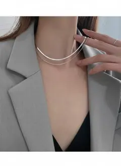 シルバー925 2連スネークチェーンネックレス 匿名発送