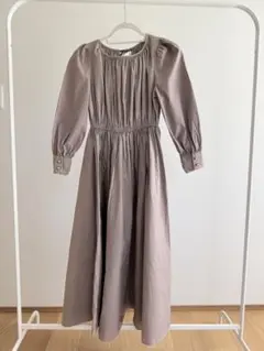 バックリボン ロングワンピース グレージュ