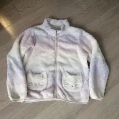 【any FAM】【140】【外遊び用】ネコボアブルゾン パープルレインボー