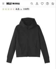 【美品】無印良品 ブラック 乾きやすいUVフルジップパーカー Sサイズ
