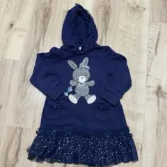 メゾピアノネイビー フード付き ワンピース