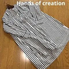 Hands of creation ストライプ シャツワンピース　白黒　美品のサムネイル