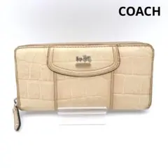 美品 COACH ソーホー 長財布 ラウンドファスナー ベルト金具 白 - メルカリ