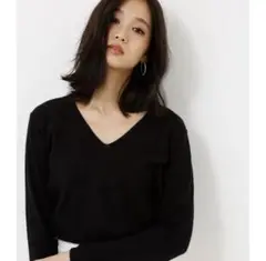 AZUL BY MOUSSY ウォッシャブルコットンVネックニットプルオーバー