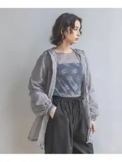 【未使用】A part by アパートバイ フードミドルブルゾン ライトーグレー