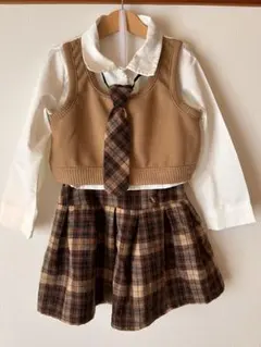子供用制服 3点セット6yブラウンチェック