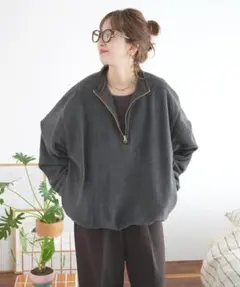 SOLAMONAT(ソラモナ) ピグメントスウェット ハーフジッププルオーバー