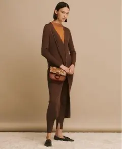 ギャリルヴィー☆ウールリブ Vネック　ニット　ロングカーディガン