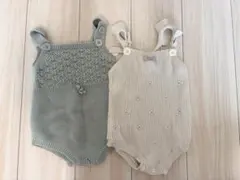 ニットロンパース グレー ベージュ ロンパース2点セット