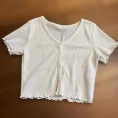 ホワイト レース編み クロップドカーディガン2枚セット