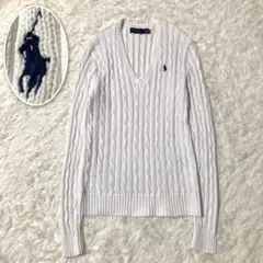 ポロラルフローレン ケーブルニット コットン Mサイズ ホワイト 美品