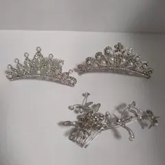 シルバー ティアラ ヘアアクセサリー 3点セットお値下げしました!