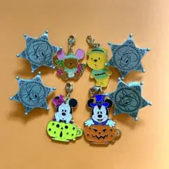 【おまけシール付き！】保安官バッジ&キャラクターチャームのセット(全8個)