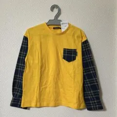 ムージョンジョン　黄色×青チェック 長袖カットソー　130