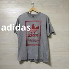adidas★グレー 両面ロゴプリント Tシャツ 古着 ヴィンテージ 半袖
