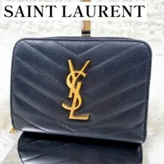 【✨極美品✨】 サンローラン カサンドラ マトラッセ 二つ折り財布 ブラック