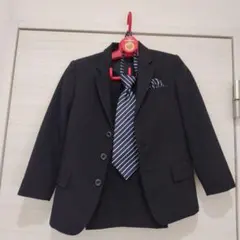 男児110cm 黒 ストライプ フォーマルスーツ　 入園入学