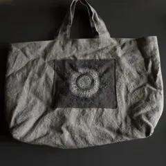 群言堂sm2センソユニコお好きな方に❣️ハンドメイド刺繍入りグレー トートバッグ