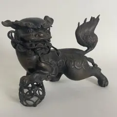 値下交渉可】大型 鋳鉄製 唐獅子 置物 無銘 金属工芸 獅子 狛犬 昭和