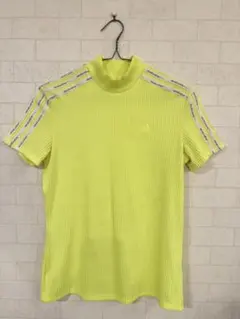 adidas 蛍光イエロー ハイネックTシャツ M