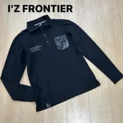 アイズフロンティア　長袖　ポロシャツ　M 黒/グレー迷彩　カモフラ　作業着　長袖