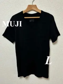 【無印良品】さらっと綿 Vネック半袖Tシャツ L 黒