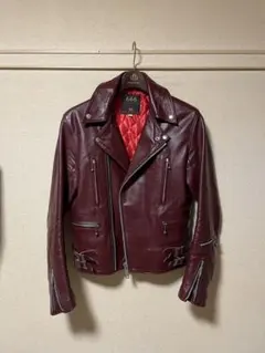 【希少】666 バーガンディ 赤・茶 ダブルライダースジャケット 34 革ジャン