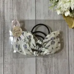 リバティ うさ耳リボン ヘアゴム 3個セット ウィルトシャー ブルー