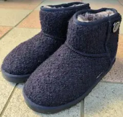 anySiS エニィスィス ビジューボタン ムートンブーツ Mサイズ ネイビー