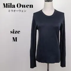 【a1902】Mila Owen 長袖 ウール 薄手 ニット 0 ブラック