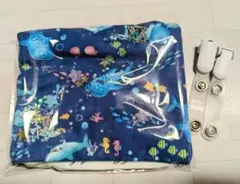 キラキラ移動ポケット　海柄　ブルー　クリップ付