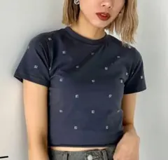EMODA エモダ　ドットストーンコンパクトTシャツ　ネイビーのサムネイル