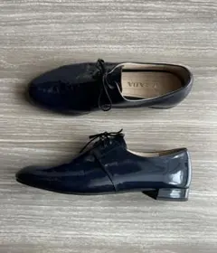 PRADA プラダ レースアップ シューズ ネイビー エナメル 36 イタリア製
