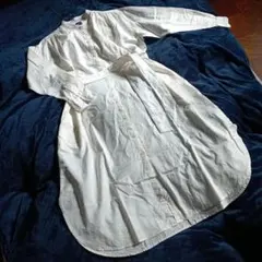 ギャップ　GAP 白　ホワイト 長袖バンドカラー シャツワンピース 綿麻　S 7