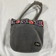 Feller 花柄刺繍 ハンドバッグ グレー