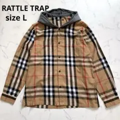 RATTLE TRAP ラトルトラップ　フード付長袖シャツ　L チェック　綿のサムネイル