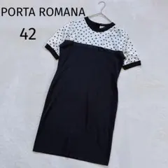 ポルタロマーナ ワンピース ブラック 42 XL ハート 切替 リボン